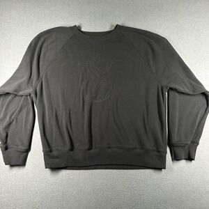 Victoria's Secret Crew Neck Sweatshirt Womens Large Black VS Logo‎ Embossed LS